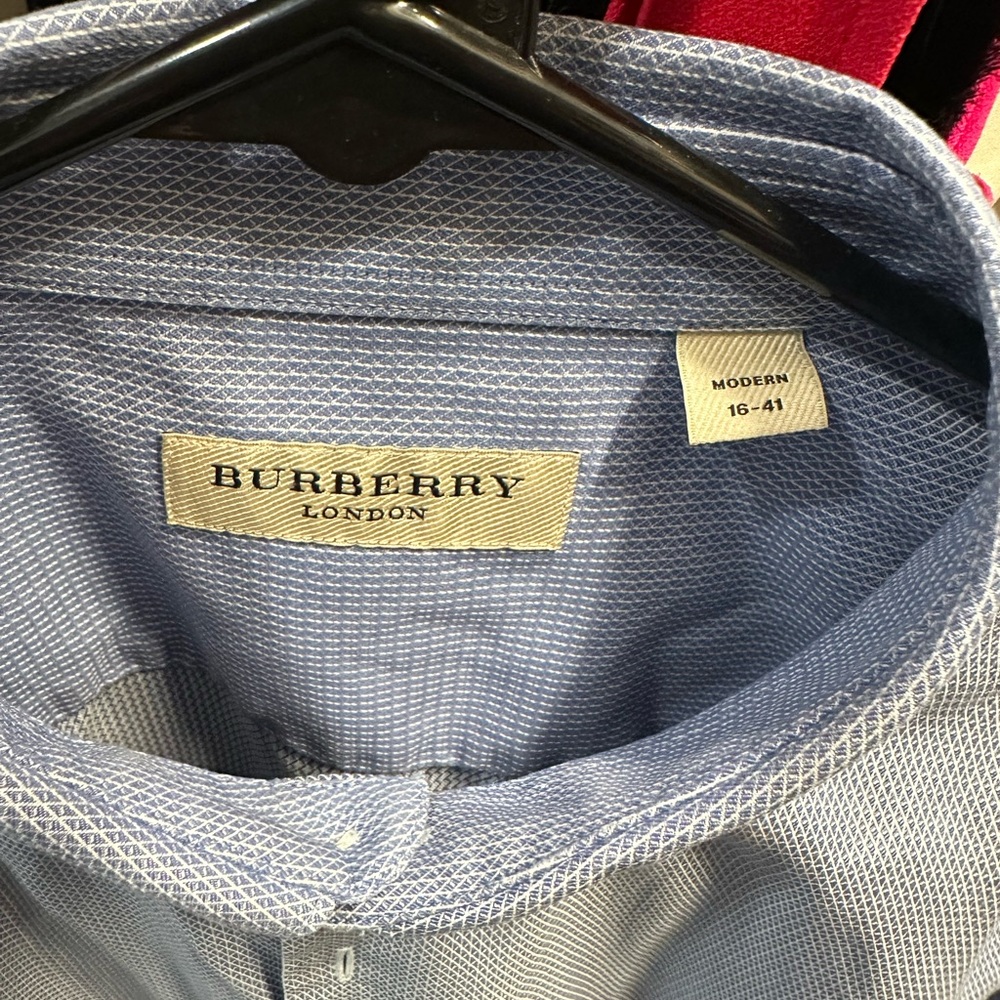 Burberry men dress shirt light blue 100% cotton